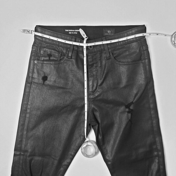 AG Adriano Goldschmied The Farrah Skinny Distressed Women's 27 Black Leatherette - Picture 7 of 16